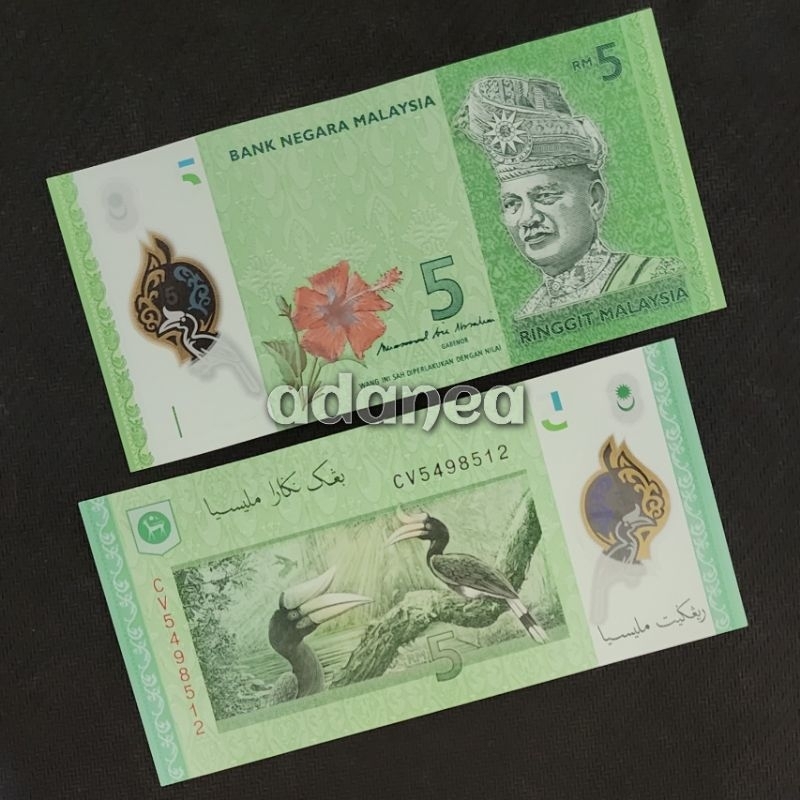 Uang Asing Malaysia Ringgit Pecahan 5 Ringgit Polymer