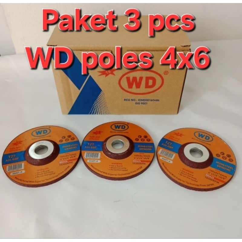 Paket Hemat 3 pcs WD Grinding Wheel 4x6 Original / WD Poles 4x6 / Mata Gerinda Poles 4x6