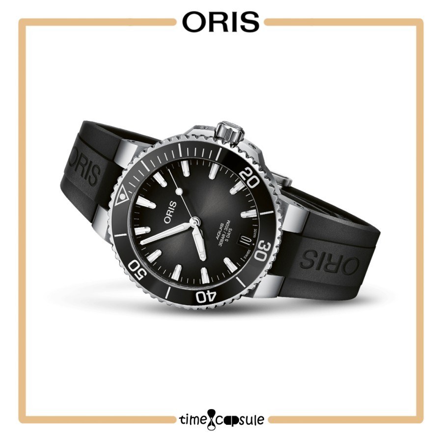 Jam Tangan ORIS Aquis Date Calibre 400 - 400 7769 4154 Black Rubber Strap Men's Watch