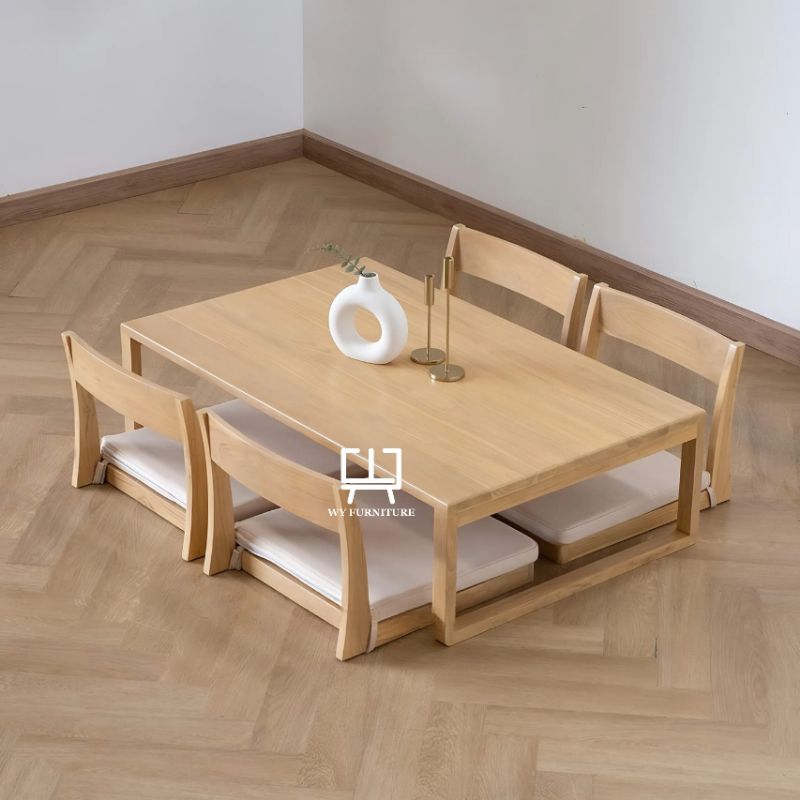 meja makan kayu jati, meja makan minimalis kayu jati, meja makan cafe lesehan kayu jati