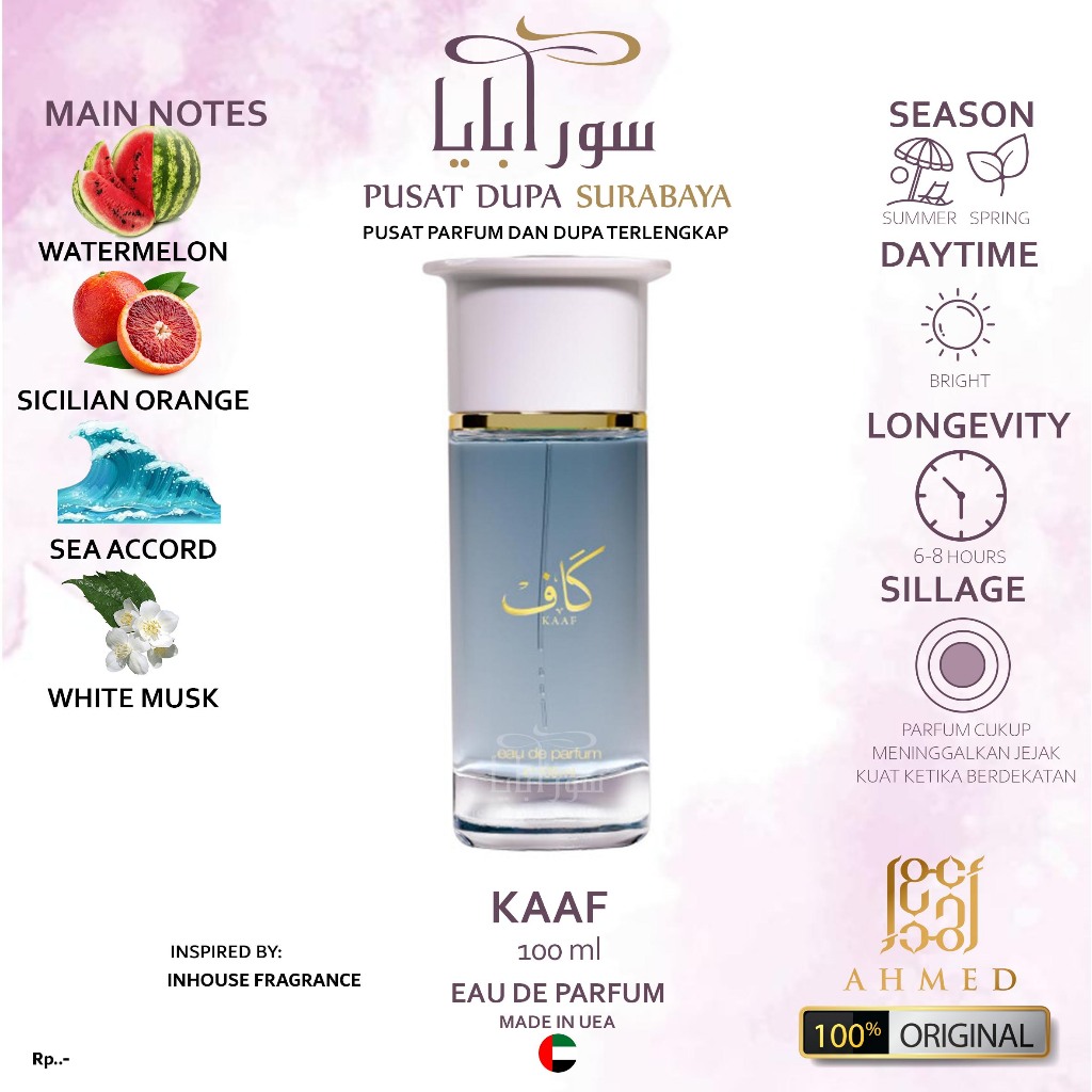 Parfum Asli Arab Original Premium Ahmed Al Maghribi  Parfume/ Kaaf /Pria
