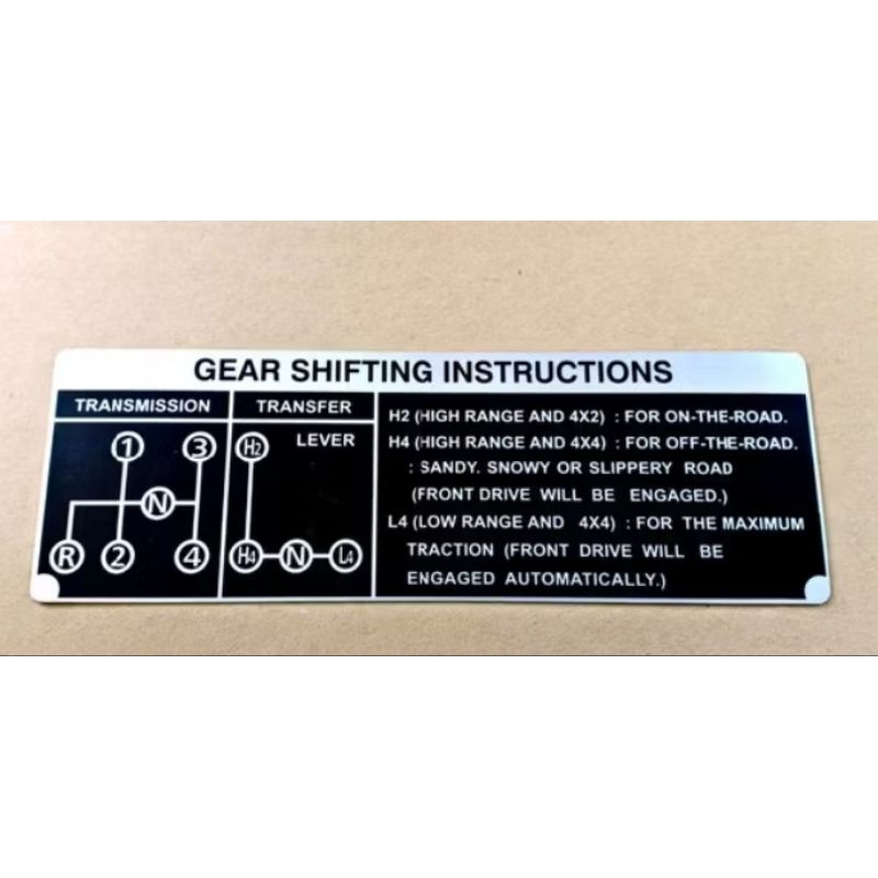 Plat Emblem Gear Shifting Instructions 4 Speed Toyota Landcruser Fj40series BJ40SERIES