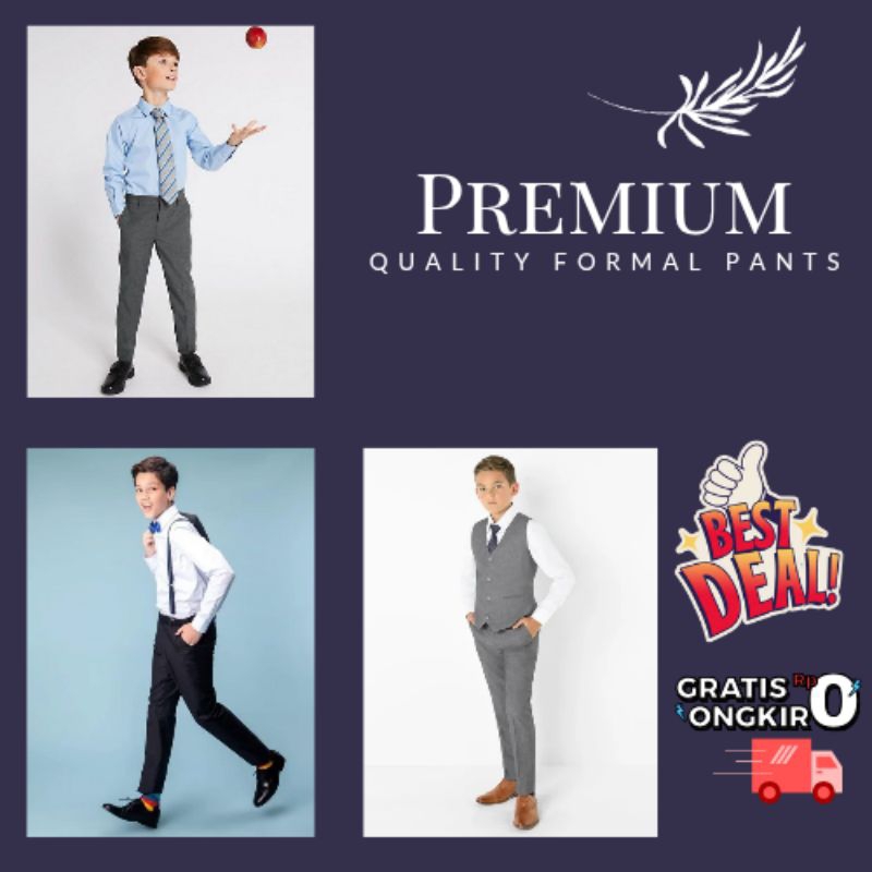 celana bahan hitam anak laki laki slimfit celana formal pria madrasah sekolah mengaji kondangan