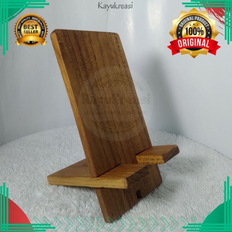 stand holder hp stand kayu dudukan hp stand handphone santai berkualitas dari kayu