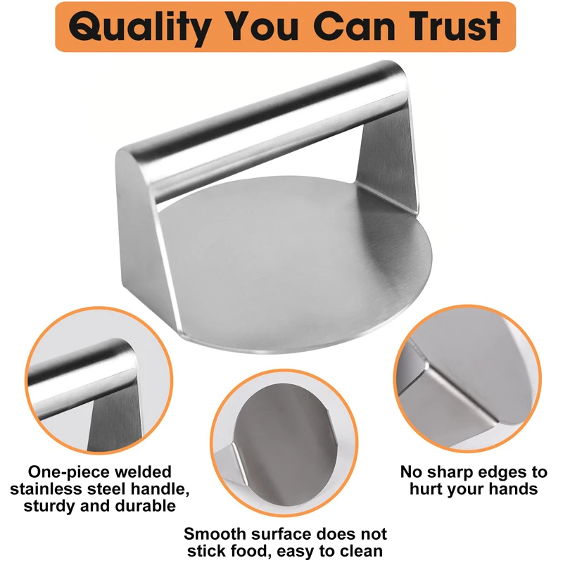 1pcs 304 Stainless Alat Masak Burger Alat Press Daging Burger Burger Bacon Press Peralatan Dapur