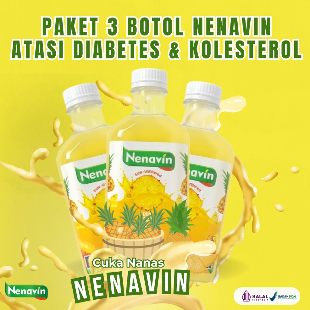 

NENAVIN - Paket 3 Botol Cuka Nanas Organik With Mothers Atasi Kolesterol & Diabetes - BPOM & Halal