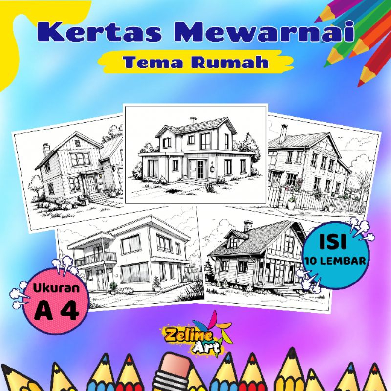 

KERTAS MEWARNAI/COLORING/KERTAS MEWARNAI ANAK PAUD TK/TEMA RUMAH