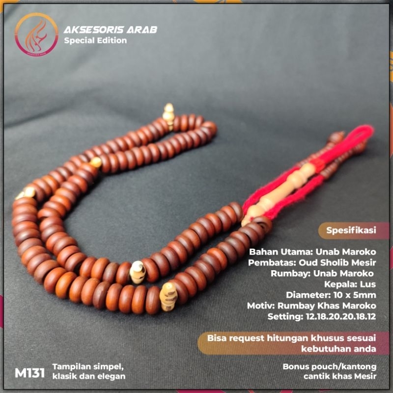 Tasbih Unab Maroko Mix Oud Sholib Mesir dan Luz Putih