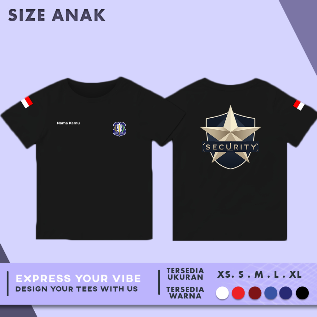 Kaos Anak Baju Satpam Security Bodyguard Captain Bisa Tulis Nama | Cotton Combed 30s