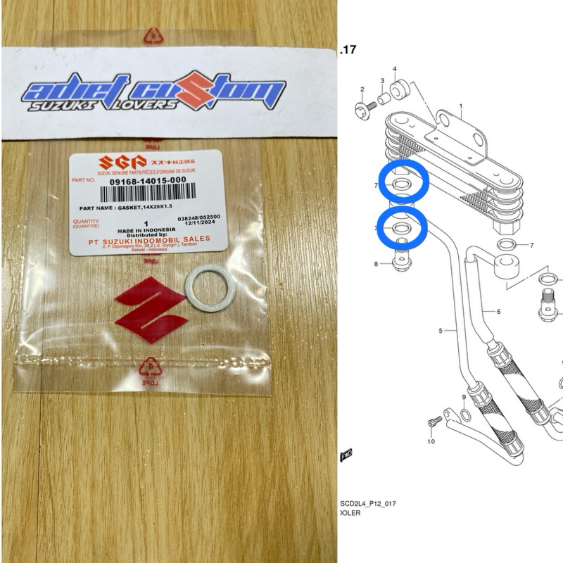 GASKET RING BAUT OIL COOLER SATRIA FU ORIGINAL SGP ASLI 09168-14015-000