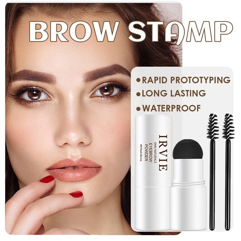 IRVIE Cetakan Alis Instant Eyebrow Powder  Pensil Alis Natural Brown Bedak AlisStamp  Stampel Alis