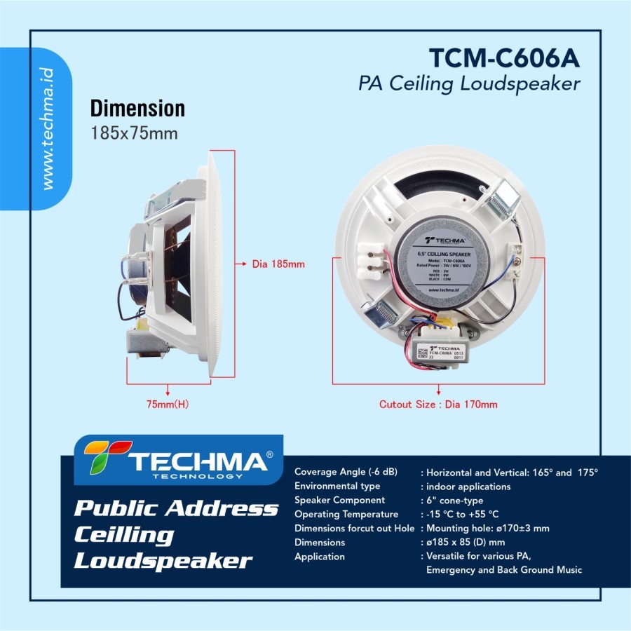 TECHMA Ceilling Speaker 6Watt - Speaker PLAFON