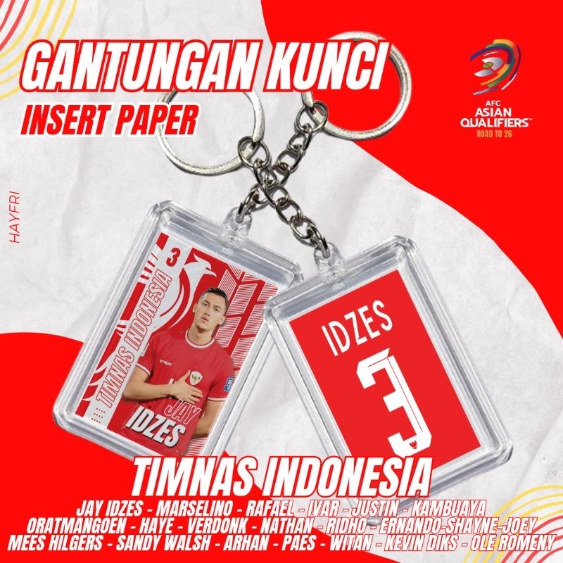 GANTUNGAN KUNCI TIMNAS INDONESIA INSERT PAPER GANTUNGAN KUNCI PEMAIN BOLA GANTUNGAN KUNCI INSERT PAP