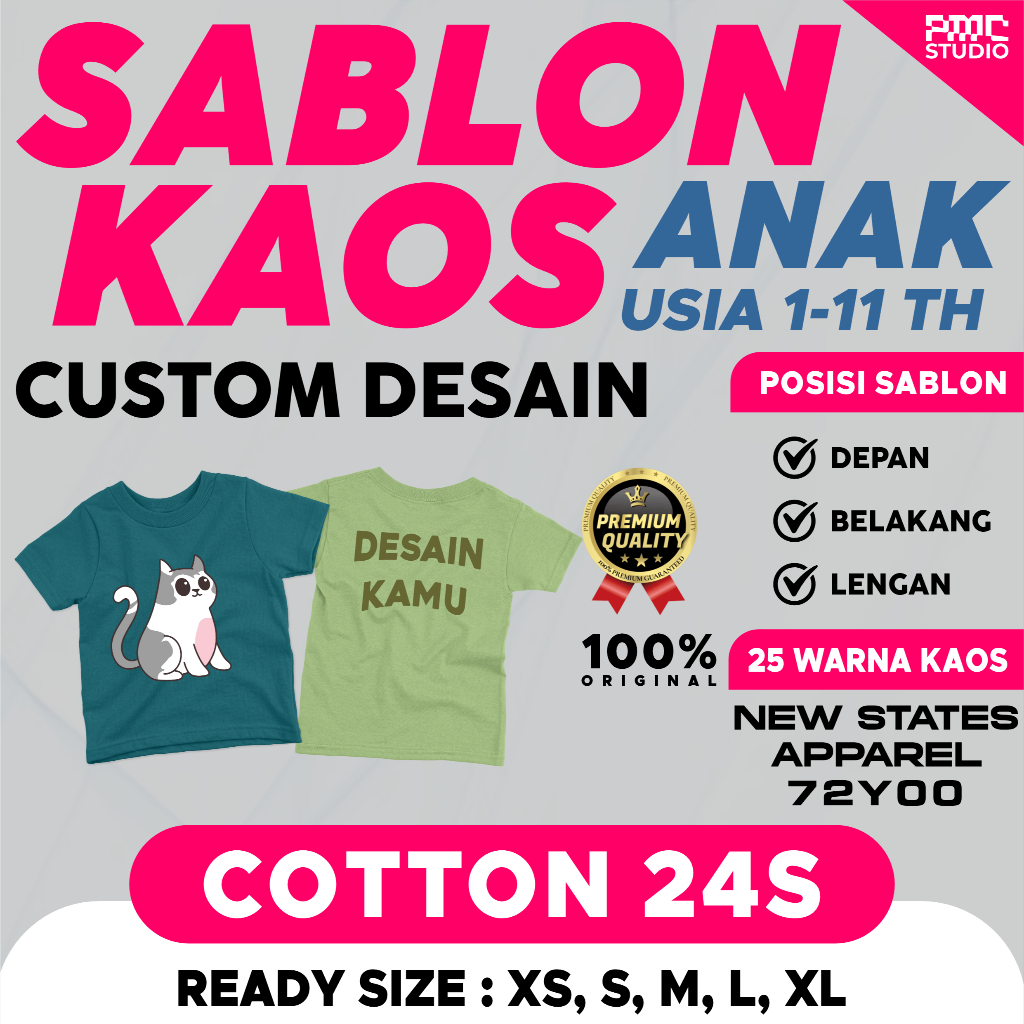 Baju Kaos Anak Custom Sablon Satuan Bisa Request Costum Foto Gambar Nama Kata Kata Desain Sendiri