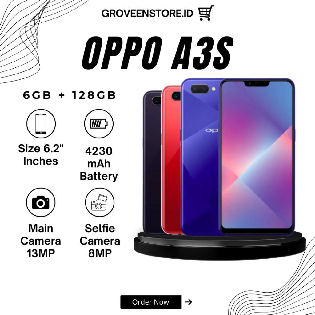 HP OPPO A3S RAM 6/128GB NEW GARANSI 12bulan
