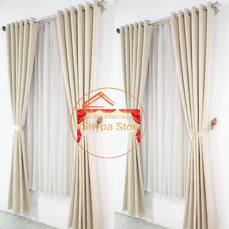 Gorden Blackout Aesteatic Import Tebal Serat krem Minimalis