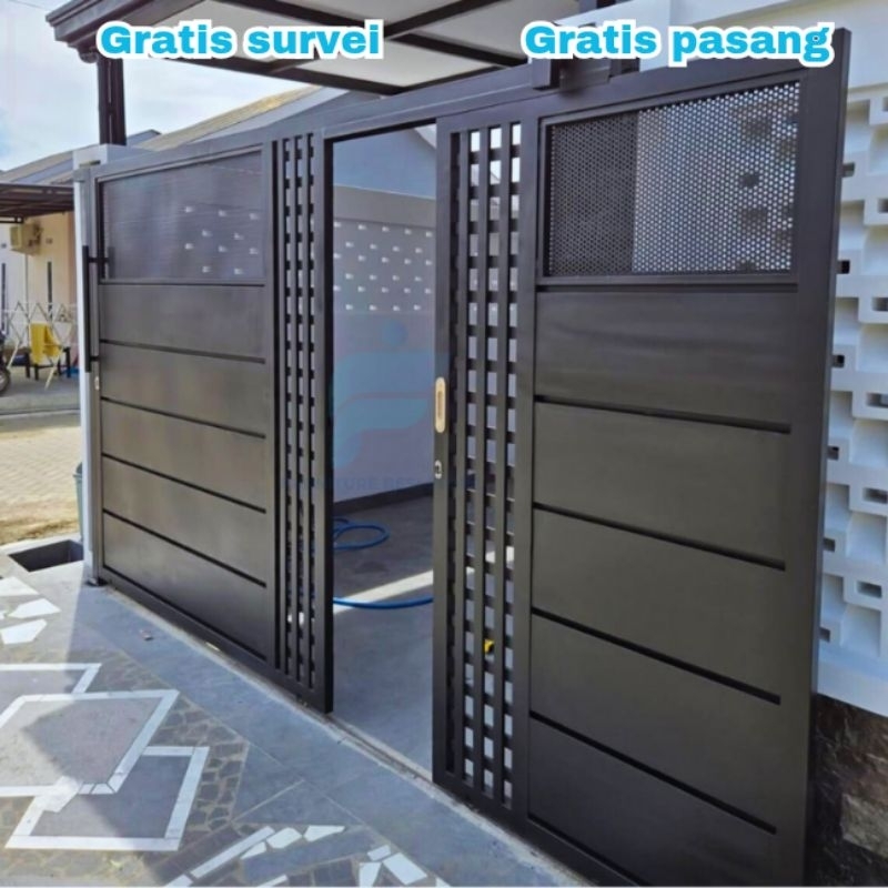 besi pagar rumah minimalis modern / pagar pintu gerbang minimalis / pagar besi rumah per meter