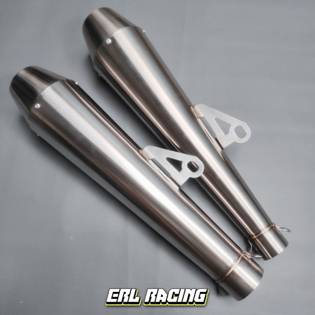 Knalpot Custom Japstyle Bobber Caferacer – Silencer Stainless Inlet 38mm/50mm | Suara Bass Adem