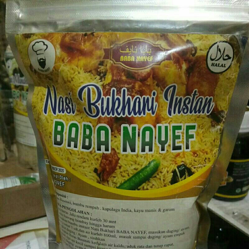 

NASI BUKHARI INSTAN MEREK BABA NAYEF BERAT 350 GR