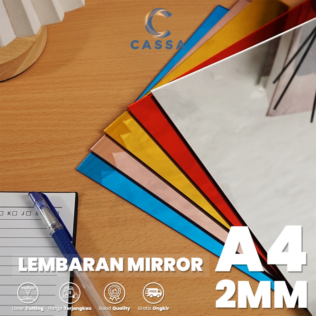 

Akrilik Lembaran Mirror A4 2mm / Acrylic Sheet Gold Silver Rose Gold Merah Biru / Lembaran Akrilik