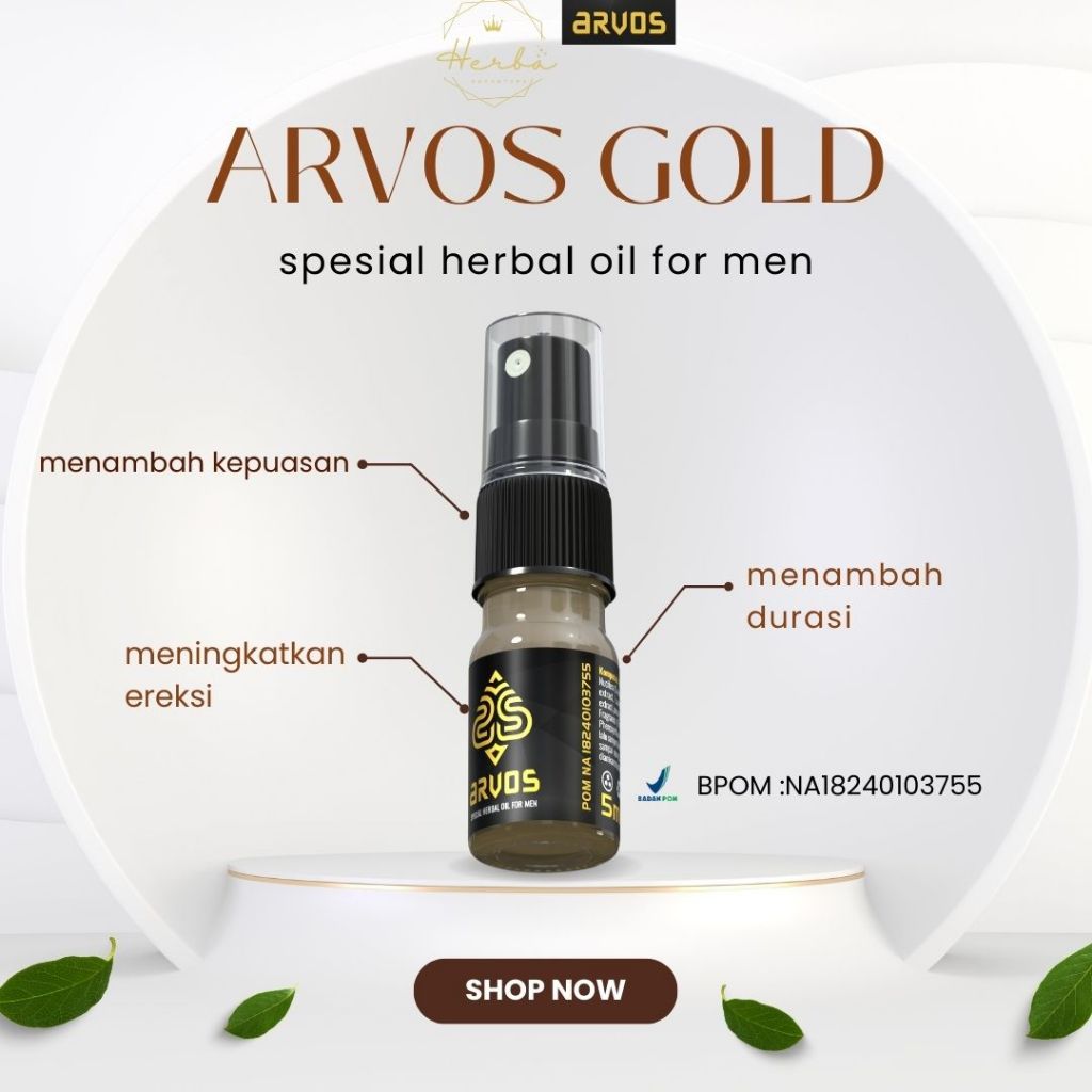 Arvos Spray Herbal Penambah Durasi Lebih Lama BPOM Original Minyak Pijat-Arvos GOLD Spray
