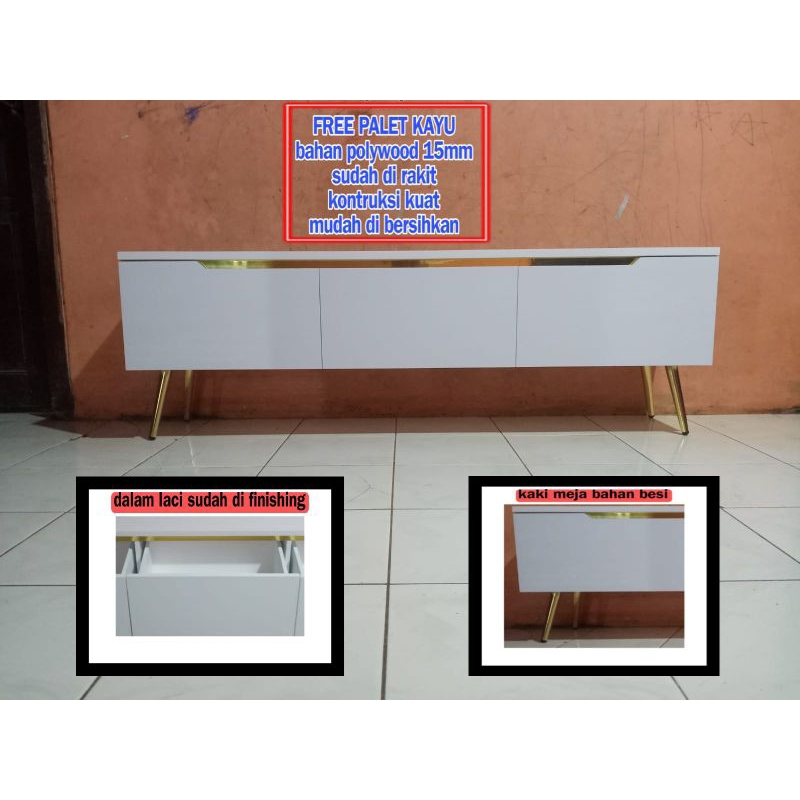 meja tv modern minimalis kaki besi