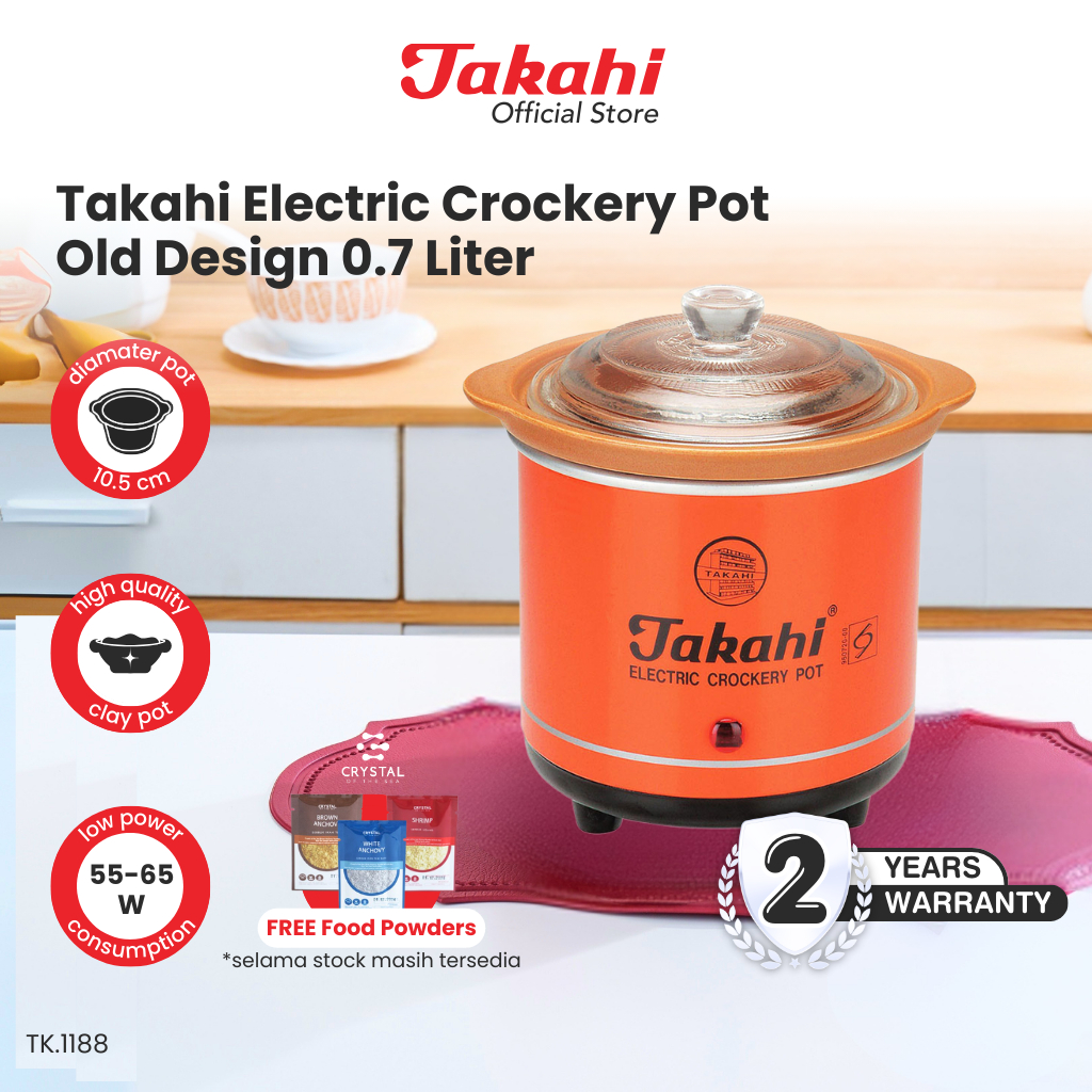 Takahi Electric Crockery Pot 0.7 Liter Old Design (INSTAN/SAMEDAY) | Slow Cooker