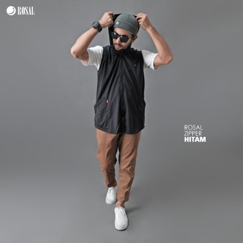 ROSAL Rompi Sholat Hoodie Zipper Muslim Pria