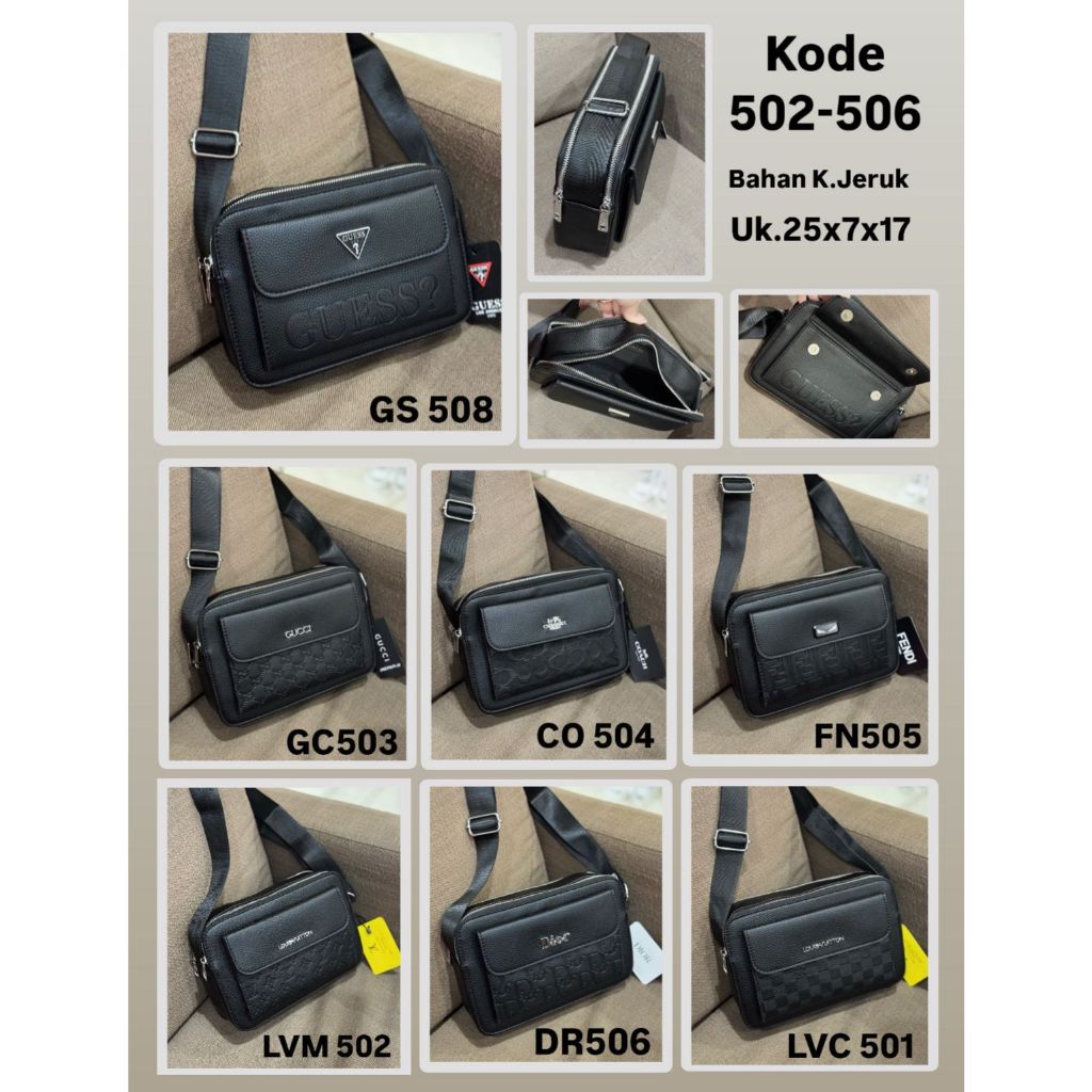 Tas Slempang Pria/Wanita Bahan Kulit Jeruk