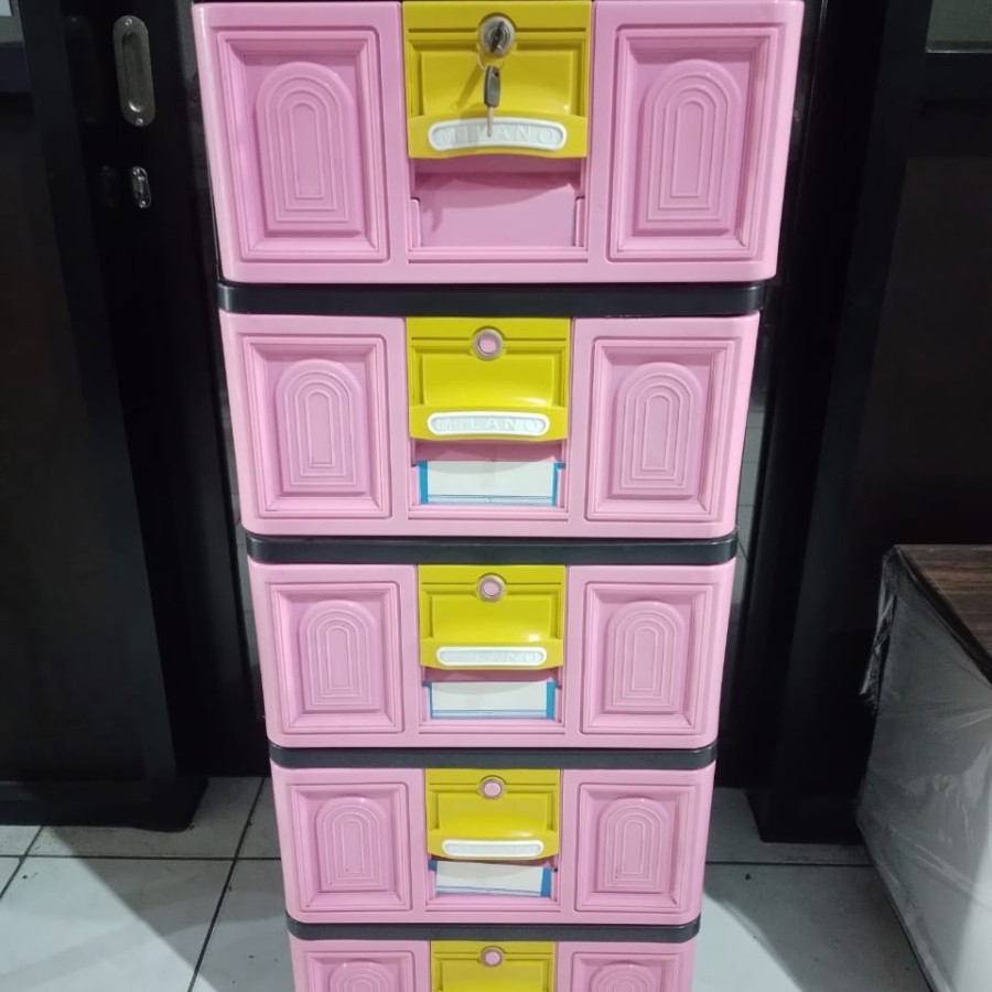LACI PLASTIK NAKAS BESAR MILANO 5 SUSUN + KUNCI