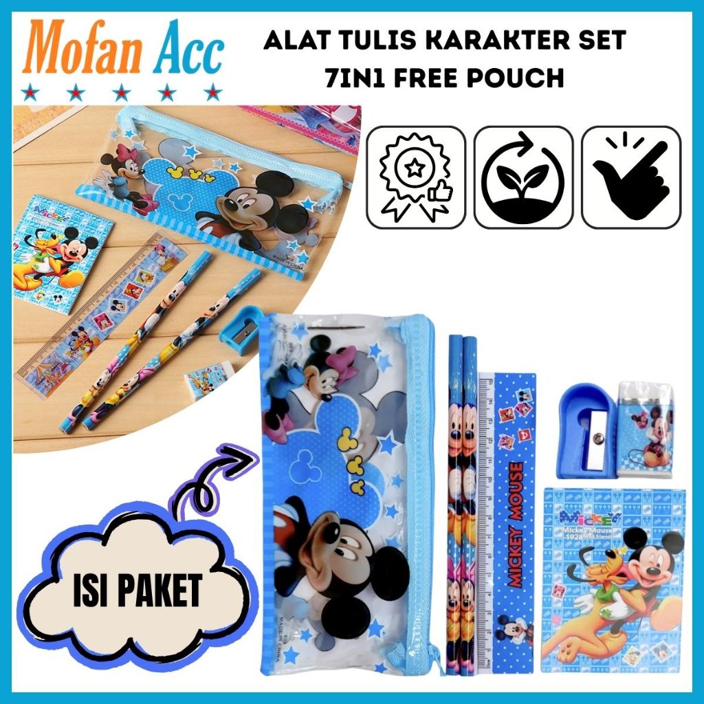 

Set Alat Tulis 7in1 Stationery Set Free Pouch Pensil Rautan Note Penghapus Perlengkapan Atk Sekolah