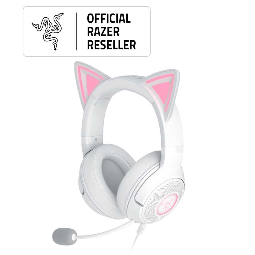 Razer Kraken Kitty V2 - White - USB Wired RGB Kitty Ears Gaming Headset