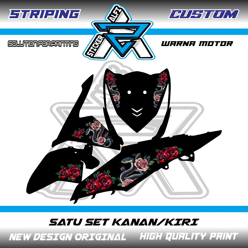 STRIPING VARIASI MOTOR HONDA BEAT FI INJECTION STICKER MOTIF SIMPEL KARAKTER MURAH CUSTOM RACING
