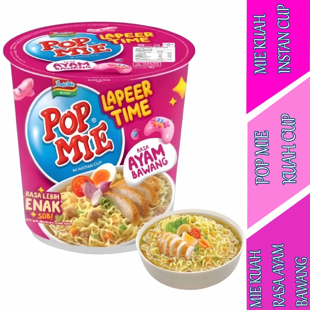 

Mie Kuah Cup Rasa Ayam Bawang - Pop Mie - Mie Kuah Instan Cup - 75gr