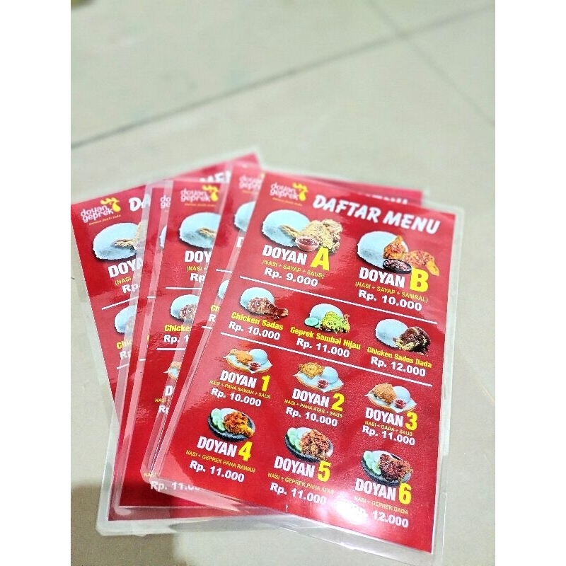 

daftar menu laminating