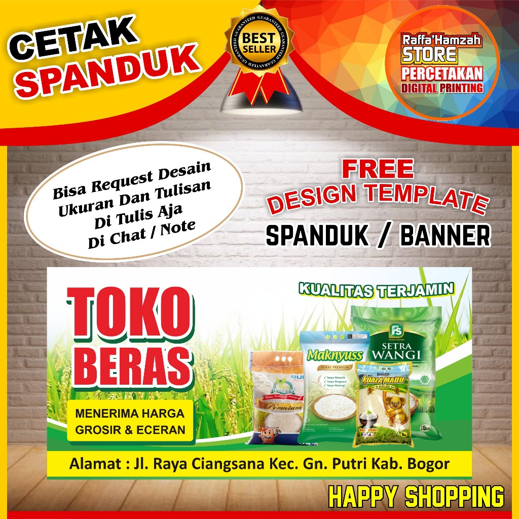 Spanduk Banner Backdrop Toko Beras Custom Bisa Request