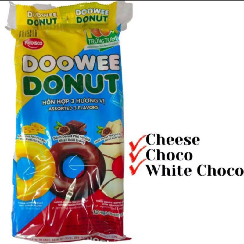 

DOOWEE DONUT REBISCO (CHOCOLATE, CHEESE, WHITE CHOCOLATE) CAKE FROM VIETNAM