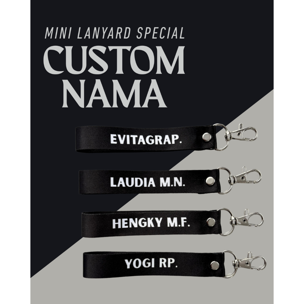 

Spesial Custom Nama - Mini Lanyard untuk Gantungan Kunci/Keychain/Bagcharm bisa Custom Nama/Nama Instansi/Ucapan dll. Cocok untuk souvenir atau hadiah