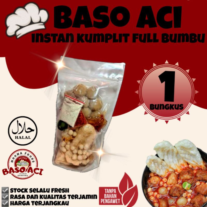 

Baso Aci Instan Khas Bandung Komplit Full Bumbu Pedas / Boci Homemade / Bakso olahan / Baci Kuah - Makanan Cemilan Viral