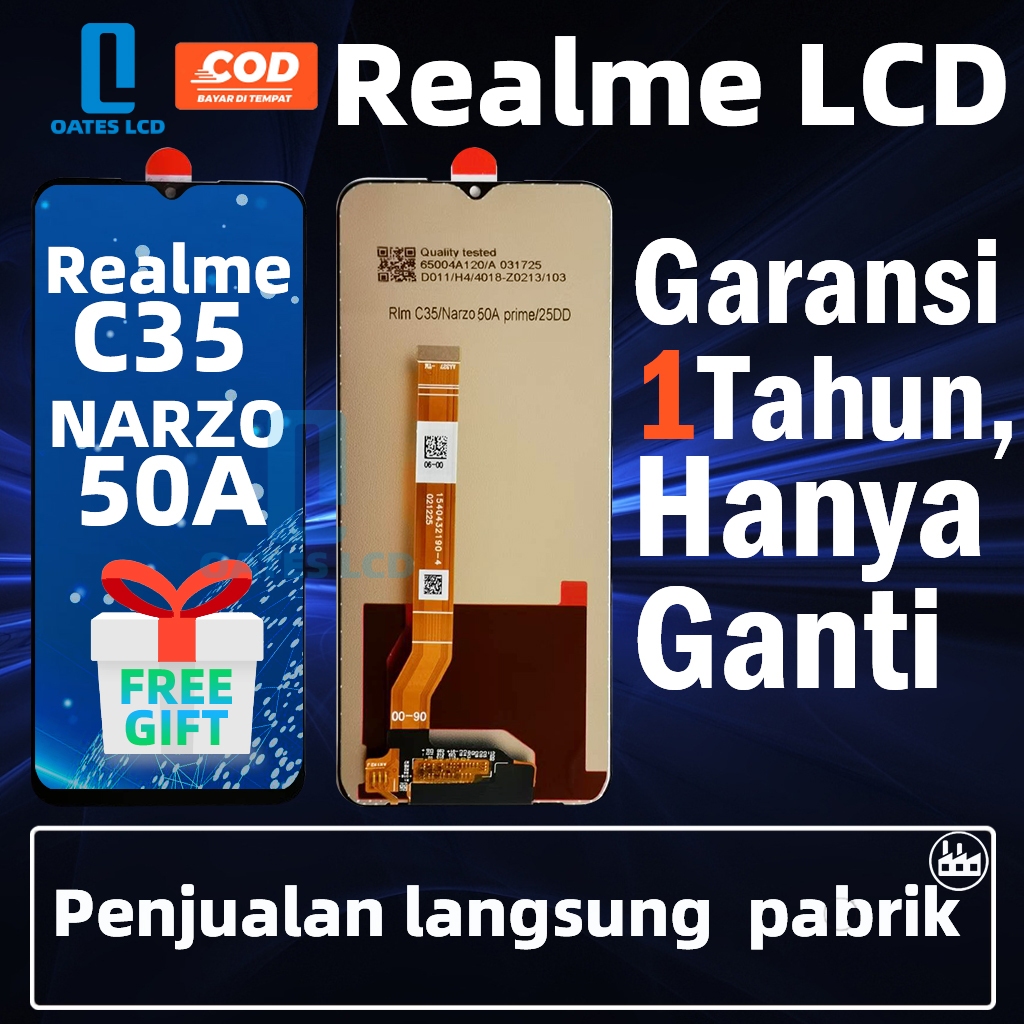 LCD REALME C35/NARZO 50A PRIME/RMX3511/RMX3516 Fullset Touchscreen Ori Hp OG Crown/Oates