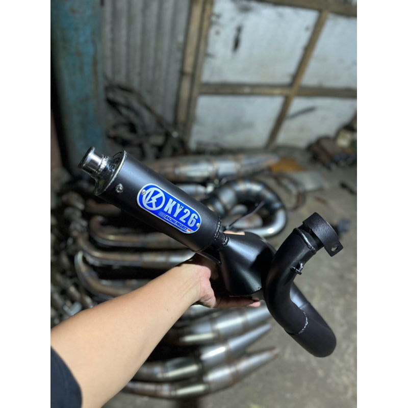 Knalpot Racing Vespa Buang Kanan Pendek Full Black Original by KY26