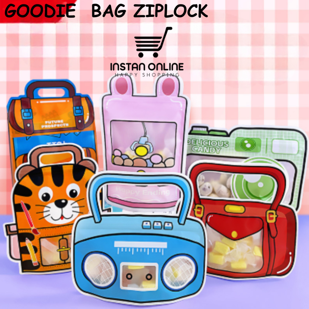 

Plastik Ziplock Standing pouch Goodie Bag Retro Hamper Ulang Tahun Birthday Bingkisan Souvenir Hadiah Packaging Snack Candy Cookies