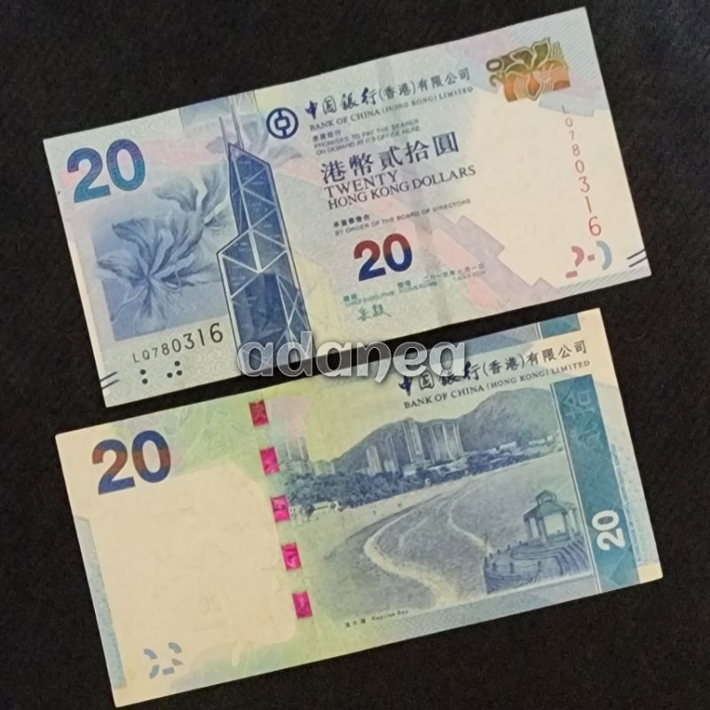 Uang Asing Hongkong Dolar Pecahan 20 Dolar Limited