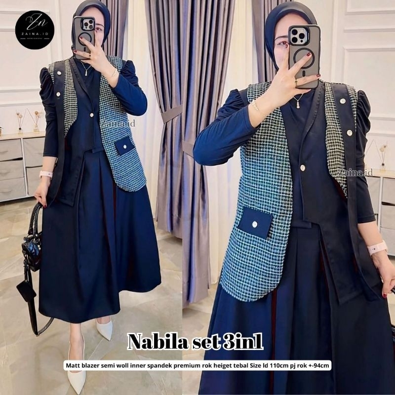100% ORI NABILA NADIRA SABILA SET + DELINA SET 3IN1 BY ZAINA - SETELAN 3IN1 WANITA