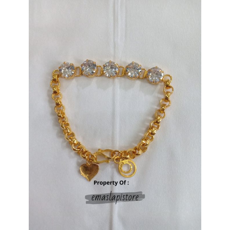 Gelang Mano Rantai Rait Permata Lapis Emas 998 Banjar