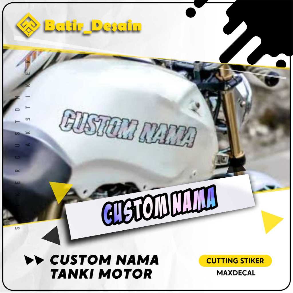 (COD) Sticker Tangki Motor  Hologram Maxdecal Custom Nama Tanki (1 Set Isi 2 Stiker) VOL 1