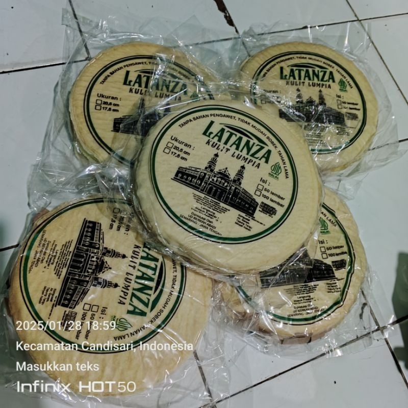 

KULIT LUMPIA LATANZA ISI 100 UKURAN 17,5 BERAT ,250GR