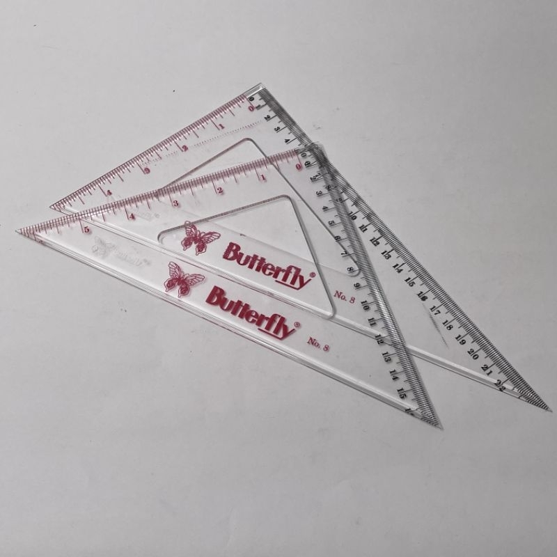 

Penggaris segitiga butterfly no 8 plastik transparan