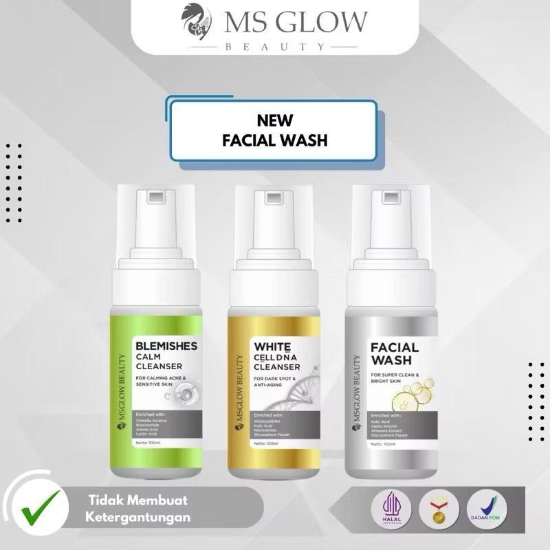 MS Glow Mengontrol minyak Sabun Wajah / Facial Wash Wanita (Beauty / Golden Glow / White Cell DNA / 