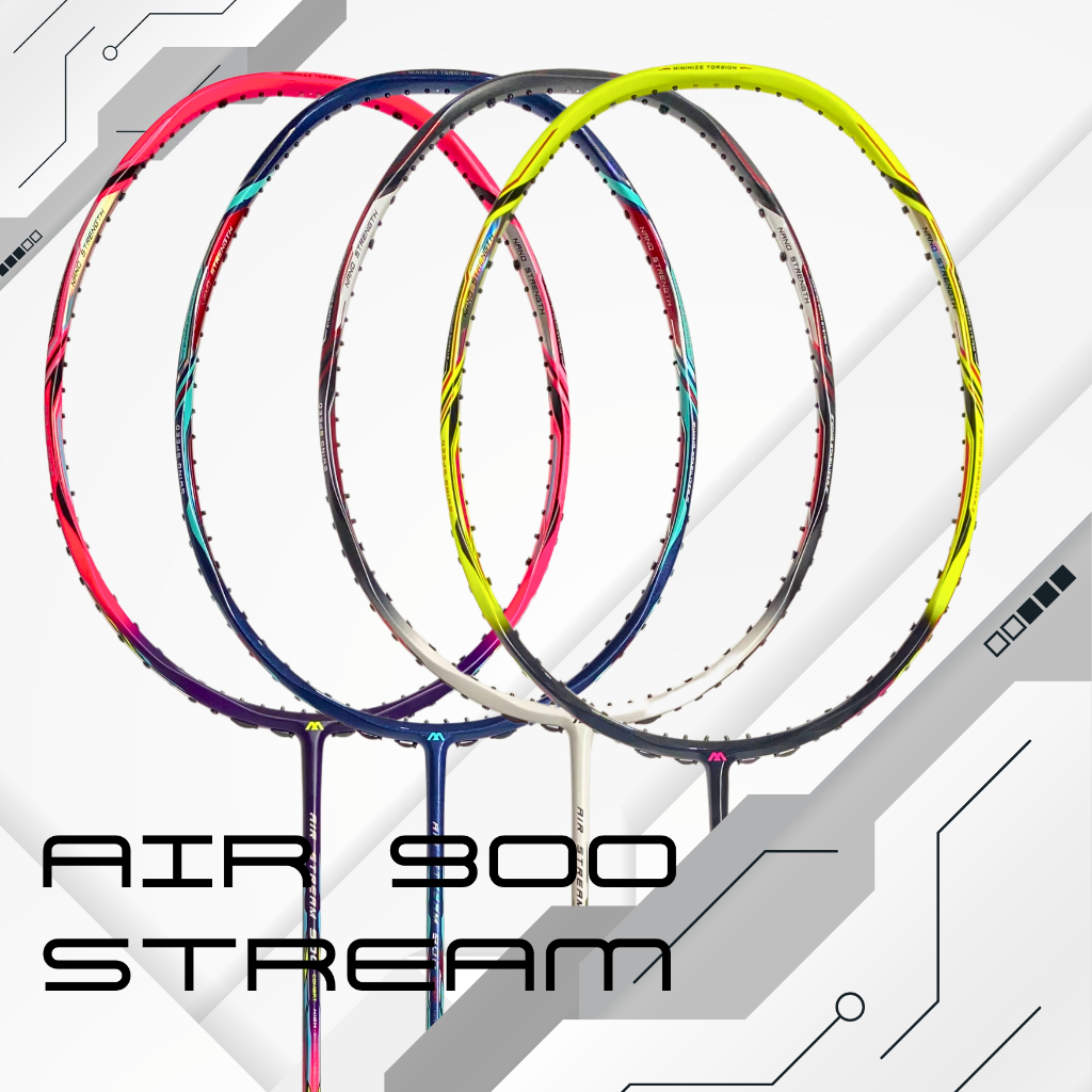 POWERMAX Raket Badminton Air Stream 900 Ultra High Modulus Graphite 4U 35 Lbs Ringan Shock Absortion